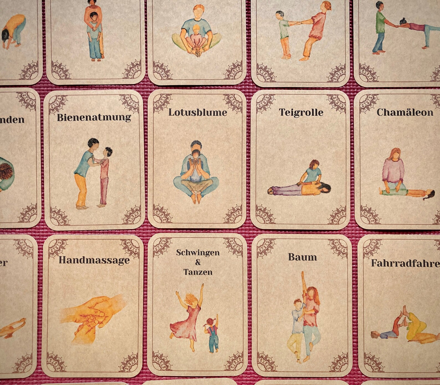 Familienyoga Kartenset – 19 A6 Partner‑Asana Karten (Kinderyoga, Thaiyoga, Bewegungspädagogik)