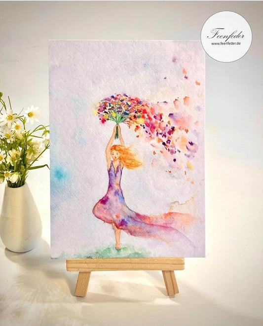 Grußkarte „Yoga-Pose Der Baum (Vrikshasana)“ – Aquarell-Design | Klimaneutral & Handgemacht